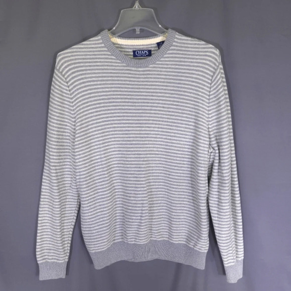 Chaps Classic Fit Crewneck Striped Pullover Mens Size Large Business Casual - Picture 1 of 7